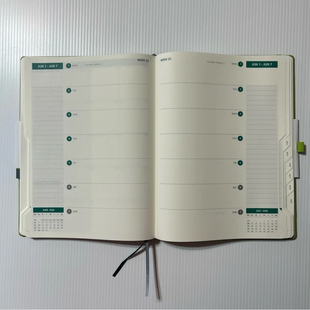 2026 2025 Bezend Planner Calendar NEW Green Letter Size 8.5